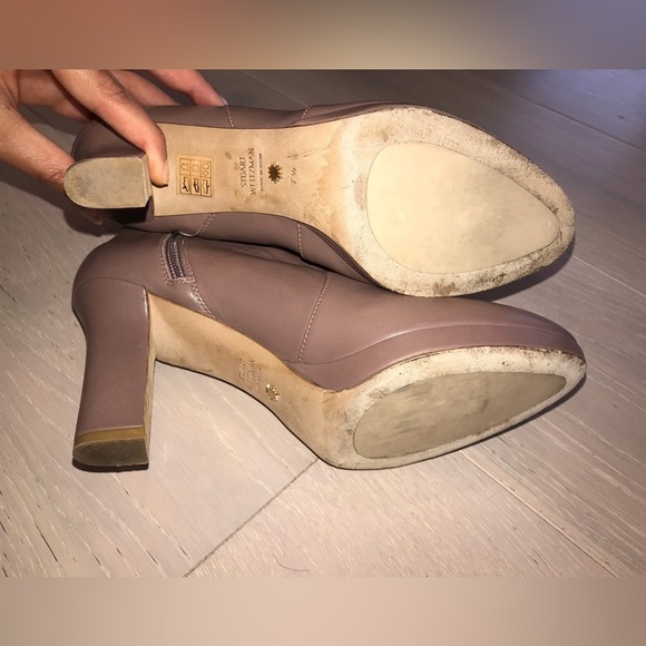 Stuart Weitzman Rosalind 90 leather ankle boots US 7.5 Taupe - Picture 6 of 11